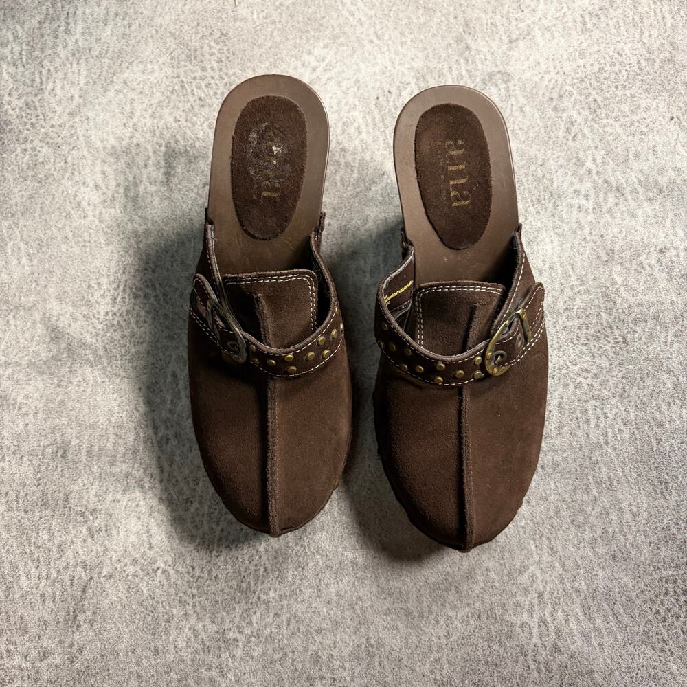 Vintage Brown Suede Ana Mule Heels - Picture 2 of 6